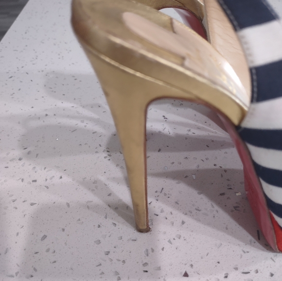 Christian Louboutin Spike Accents Canvas Slingback PumpsWomen's Size: 7 | US7 - Picture 6 of 7